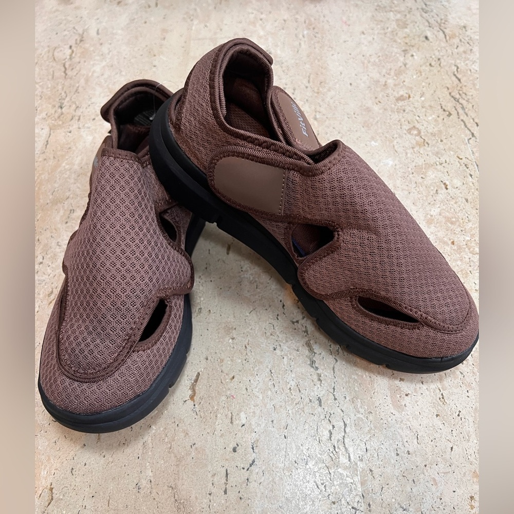 FitVille MARCA Diabetic Sandals for Men Extra Wide Brown Mesh Size 9 Wide